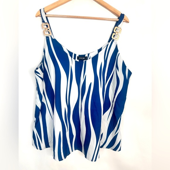CHICME Blue and White sleeveless top size XL - Picture 1 of 11